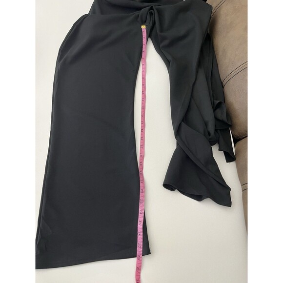 Club London Women Black One Shoulder Jumpsuit Size 16 Flared Leg Shoulder Cape - Picture 5 of 9